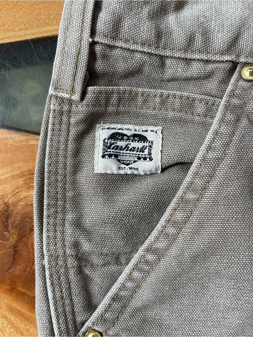 Vintage Carhartt 1889 Series B361 Mushroom Colour Double Knee Canvas Pants 36x29